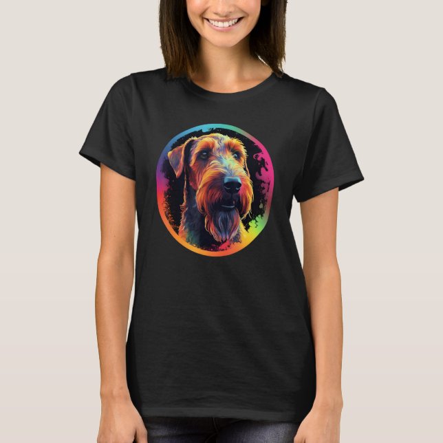 Camiseta Colourful Airedale Terrier Dog Dad Mom Graffity (Frente)