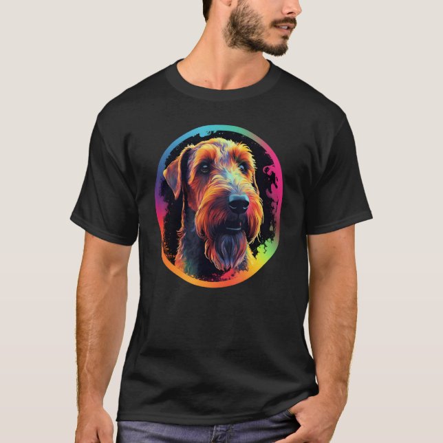 Camiseta Colourful Airedale Terrier Dog Dad Mom Graffity (Frente)