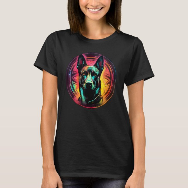 Camiseta Colourful Belgian Malinois Dog Dad Mom Graffity (Frente)