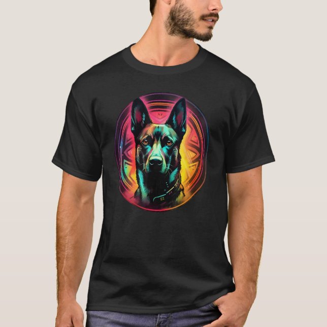 Camiseta Colourful Belgian Malinois Dog Dad Mom Graffity (Frente)