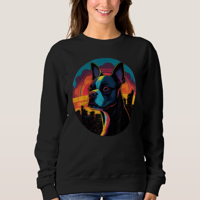 Camiseta Colourful Boston Terrier Dog Dad Mom Graffity (Frente)