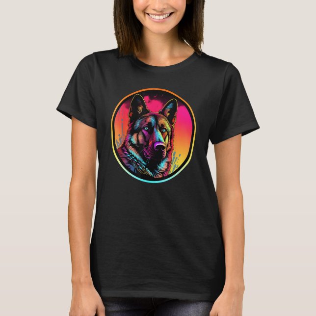 Camiseta Colourful German Shepherd Dog Dad Mom Graffity (Frente)