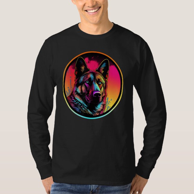 Camiseta Colourful German Shepherd Dog Dad Mom Graffity (Frente)