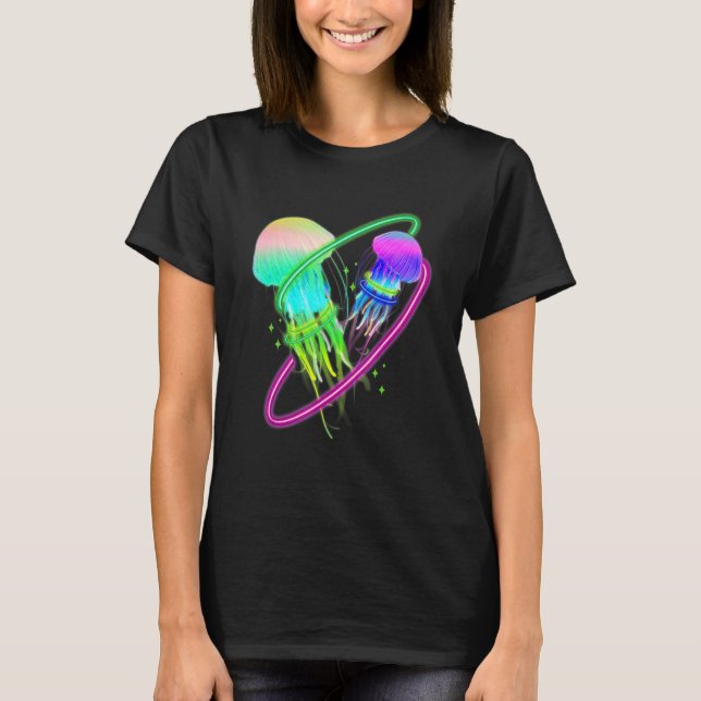 Camiseta Colourful jellyfish for biologists sea creatures (Frente)