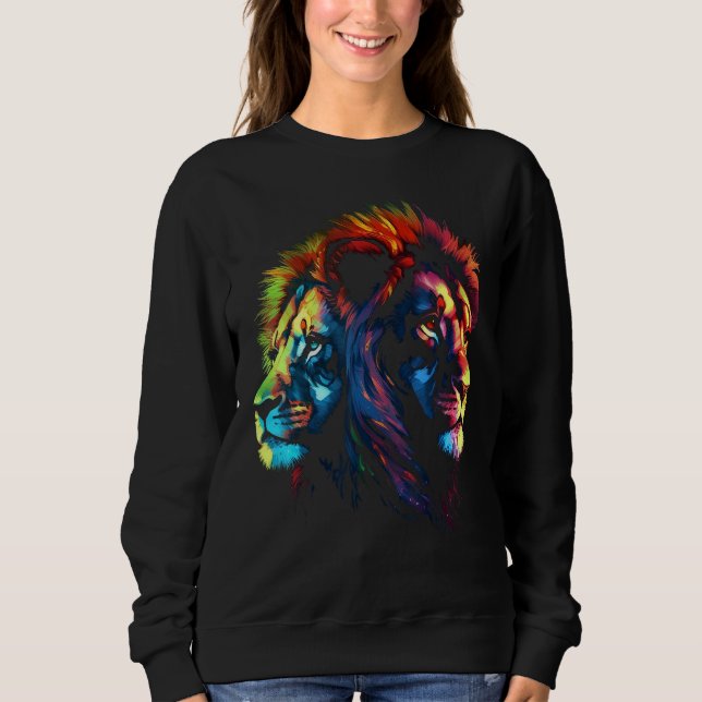 Camiseta Colourful Lion  Ying and Yang  Zoo Animal Lion (Frente)