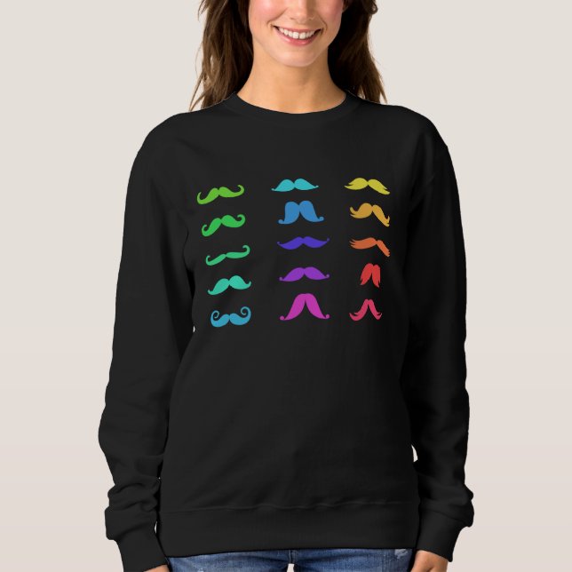 Camiseta Colourful Mustache s for Girls Women Moustache (Frente)