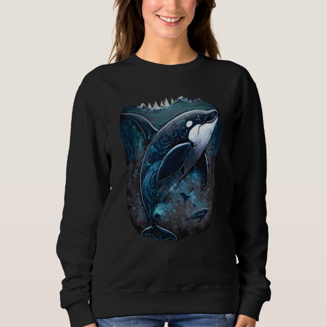 Camiseta Colourful mystical orca whale watching dolphin pot (Frente)
