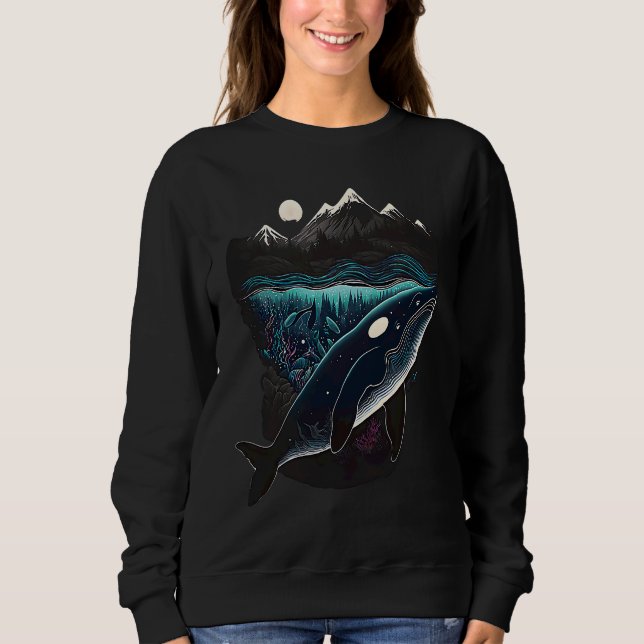 Camiseta Colourful mystical orca whale watching dolphin pot (Frente)