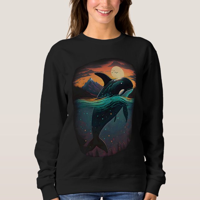 Camiseta Colourful mystical orca whale watching dolphin pot (Frente)