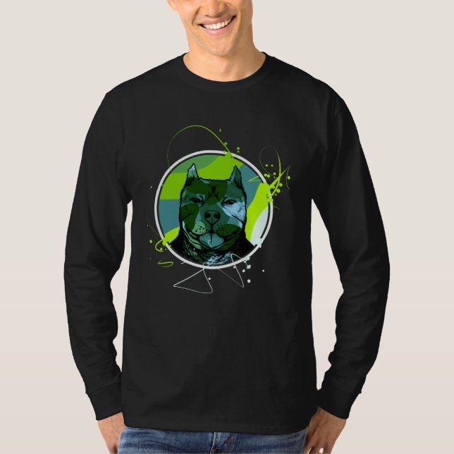 Camiseta Colourful Pitbull Terrier Dog Love Dad Mum Boy Gir (Frente)