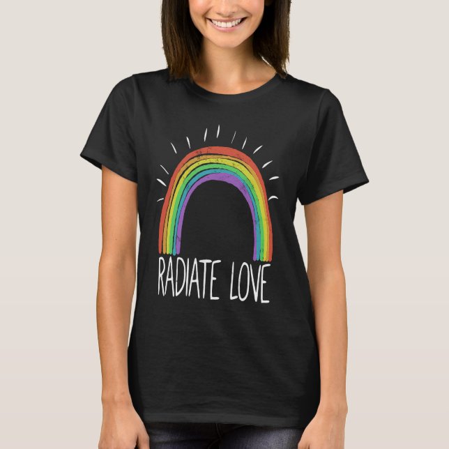 Camiseta Colourful Rainbow T  Radiate Positivity Motivation (Frente)