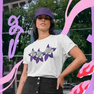 Camiseta Columbine Roxo e Flor Branca
