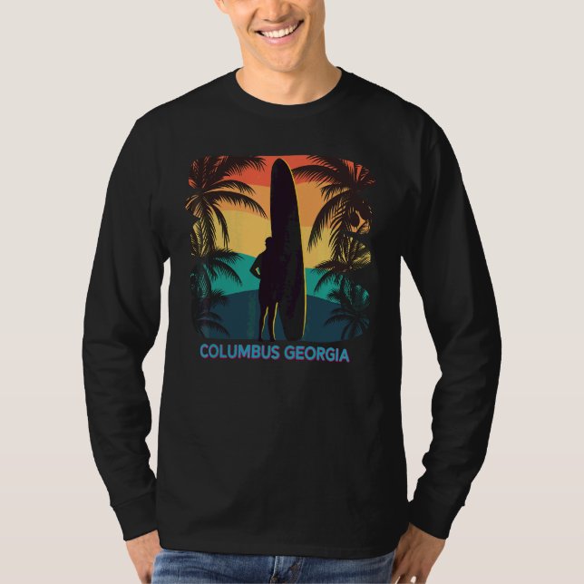 Camiseta Columbus Georgia Ga Palm Tree Surfer Sur (Frente)
