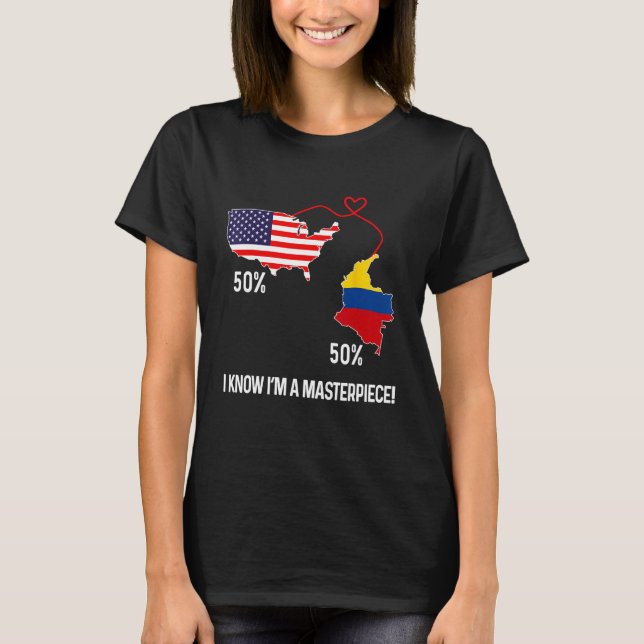 Camiseta Coluna de Mapa Combinado de Metade Americana da Ba (Frente)