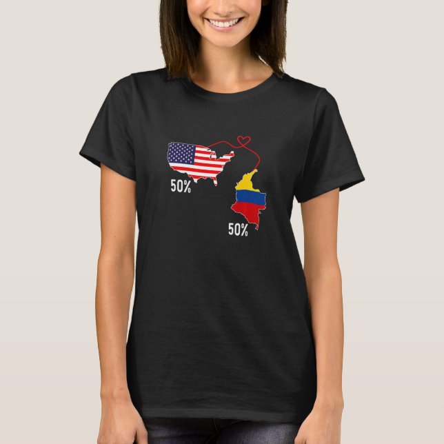 Camiseta Coluna de Mapa Combinado de Metade Americana da Ba (Frente)
