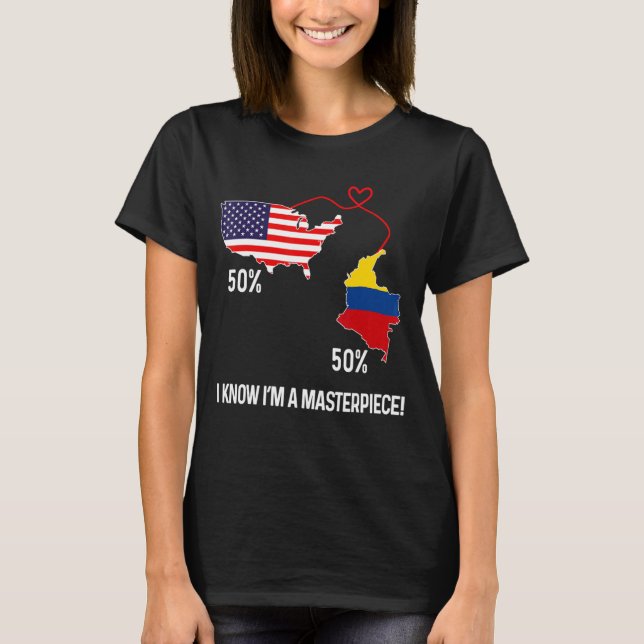 Camiseta Coluna de Mapa Combinado de Metade Americana da Ba (Frente)