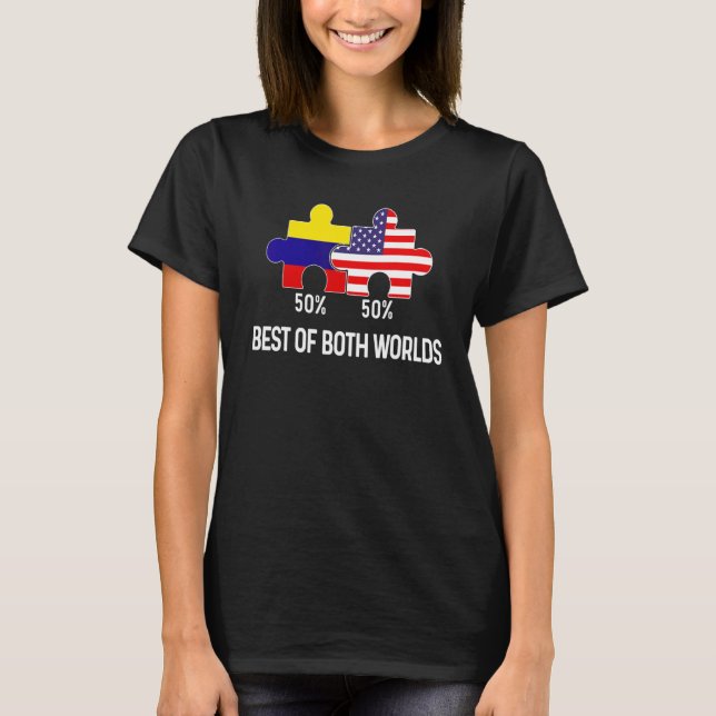 Camiseta Coluna de Mapa Combinado de Metade Americana da Ba (Frente)