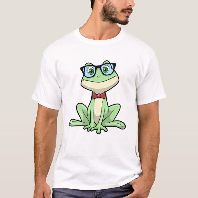 Camiseta Coluna de Óculos Estudantes do Nerd do sapo (Frente)