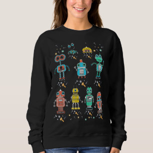 Camiseta Coluna de Robôs Coloridos com Robôs de Engenharia 