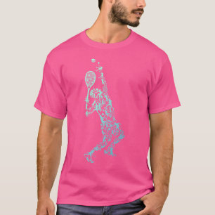 Camiseta Colunas de Posição do Jogador Racket No Tênis De D