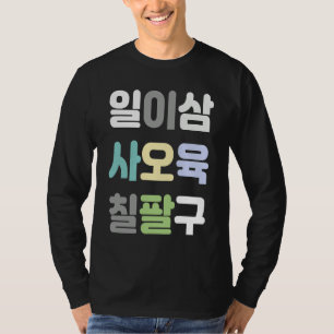 Camiseta com 1 2 3 escritos na cultura K coreana