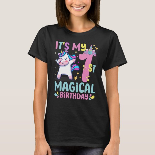Camiseta Com 1 ano é meu aniversário mágico de 1rua Unicorn (Frente)