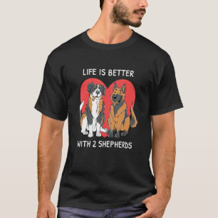 Camiseta Com 2 Pastores Aussie Pastor Alemão