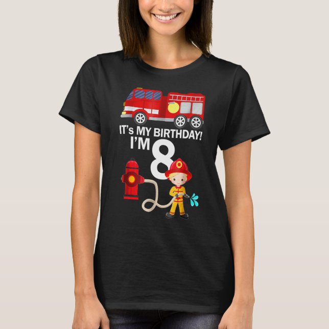 Camiseta Com 8 anos, é o meu quarto aniversário. (Frente)