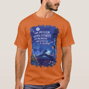 Camiseta Com a Liberdade Livros Flores e O Livro Lua Lover 