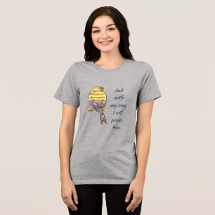 Camiseta Com a minha canção Eu O louvo Bíblia Escritura Pás