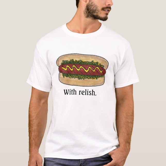 Camiseta COM A RELISE da mostarda de cachorro quente Bun Ho (Frente)