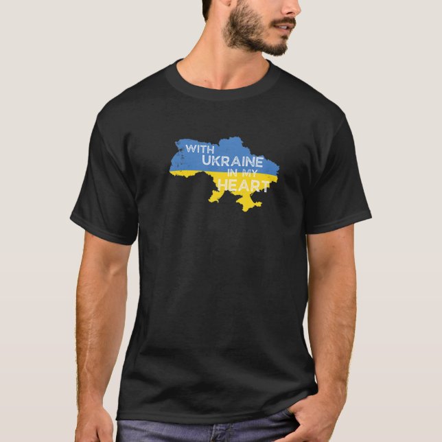 Camiseta Com A Ucrânia No Meu Coração (Frente)