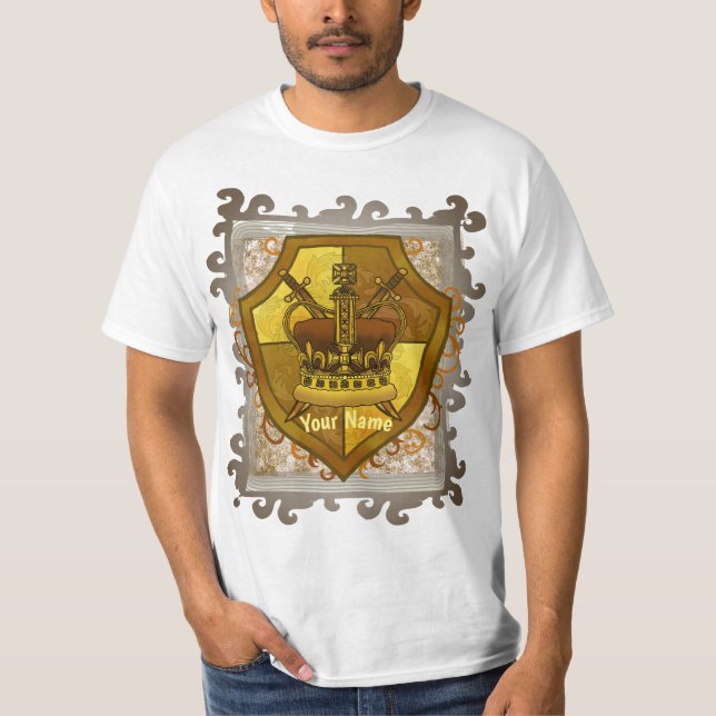 Camiseta com apelido de escudo da espada coroa (Frente)