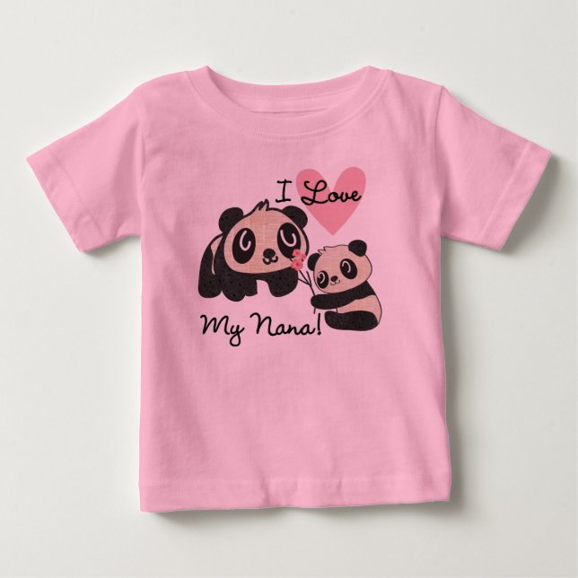 Camiseta com Babado de Panda Eu Amo Minha Vovó Inf (Frente)