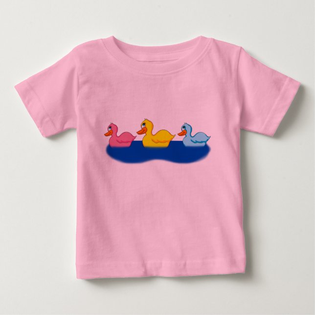 Camiseta com Babado de Três Patos para Criança (Frente)