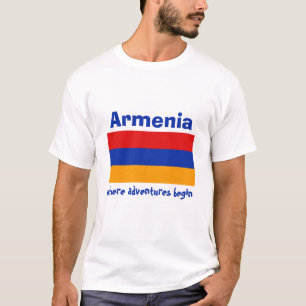 Camiseta com Bandeira da Armênia + Mapa + Texto