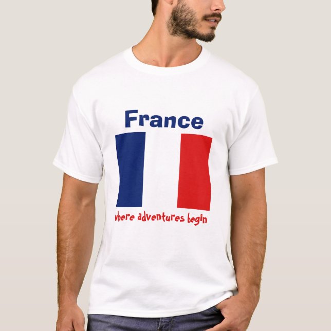 Camiseta com Bandeira da França + Mapa + Texto (Frente)