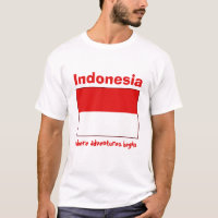 Camiseta com Bandeira da Indonésia + Mapa + Texto