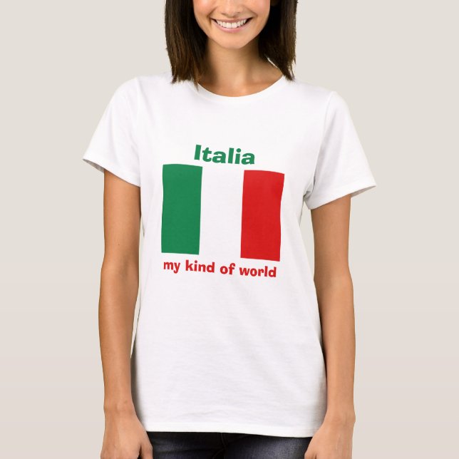 Camiseta com Bandeira da Itália + Mapa + Texto (Frente)