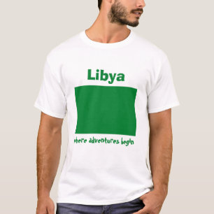 Camiseta com Bandeira da Líbia + Mapa + Texto