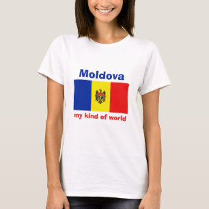 Camiseta com Bandeira da Moldávia + Mapa + Texto