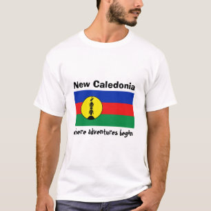 Camiseta com Bandeira da Nova Caledônia + Mapa + T