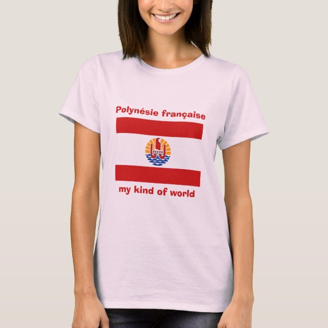 Camiseta com Bandeira da Polinésia Francesa + Mapa (Frente)