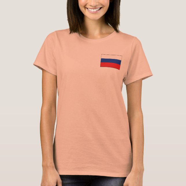 Camiseta com Bandeira da Rússia + Mapa (Frente)