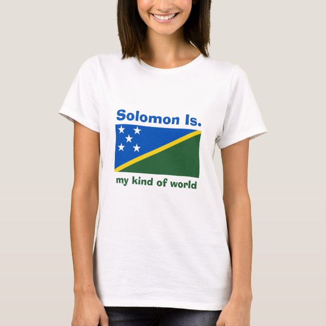 Camiseta com Bandeira das Ilhas Salomão + Mapa + T (Frente)