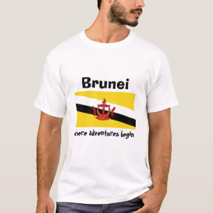 Camiseta com Bandeira de Brunei + Mapa + Texto
