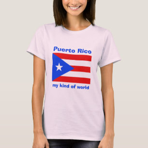 Camiseta com Bandeira de Porto Rico + Mapa + Texto