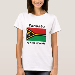 Camiseta com Bandeira de Vanuatu + Mapa + Texto