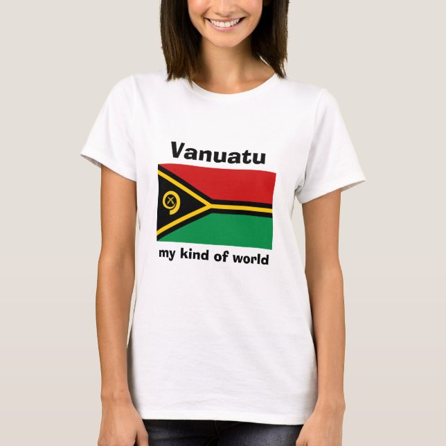 Camiseta com Bandeira de Vanuatu + Mapa + Texto (Frente)