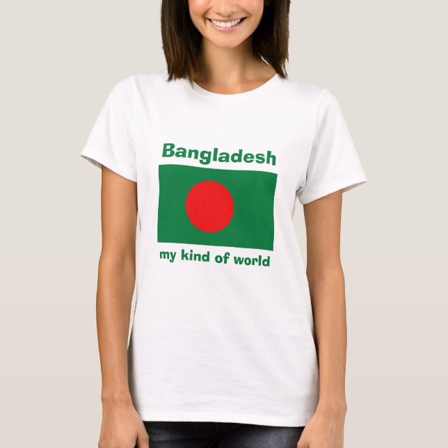 Camiseta com Bandeira do Bangladesh + Mapa + Texto (Frente)